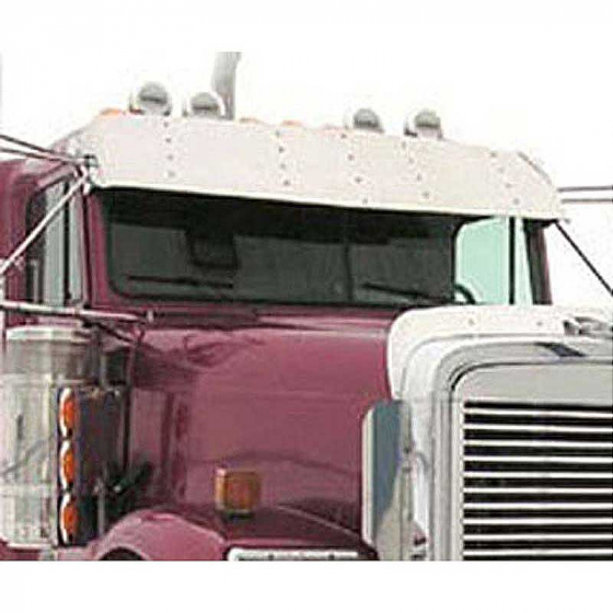 15 Inch Freightliner Classic/FLD Flat Top Fiberglass Sunvisor with Stainless Steel Brackets and Hardware