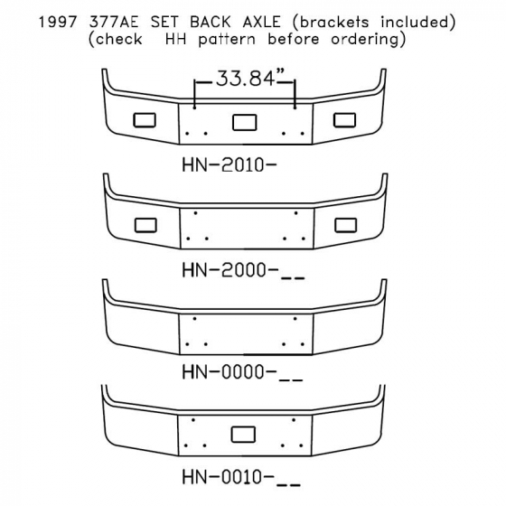 Chrome Steel Bumper for 1997 Peterbilt 377AE Set Back Axle - Customizable Options Available