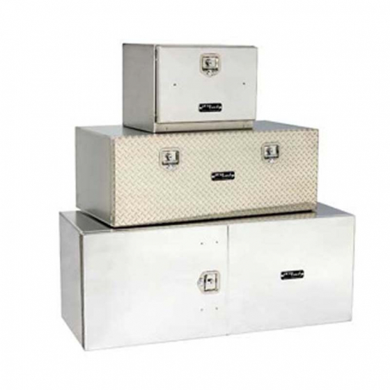 Aluminum Tool Box 24x24x24 Left Hand Diamond Plated Door - Durable Storage Solution