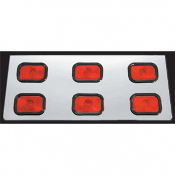 Universal 14 Inch Rear Center Panel - Stainless Steel with 6 Rectangle Light Holes - No Lights