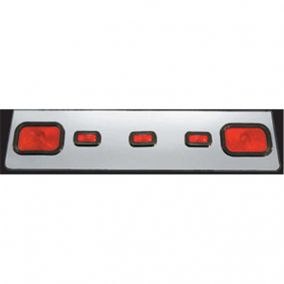 Universal 8 Inch Rear Center Panel - Stainless Steel with 5 Round 4 Inch Light Holes - No Lights Included