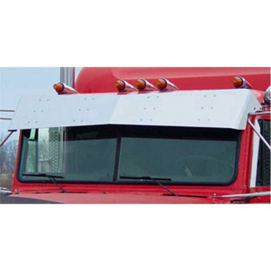 Freightliner Classic FLD Flat Top Bowtie Visors - Roadworks Drop Visor Replacement - Stainless Steel - Additional Bracket Kit Required