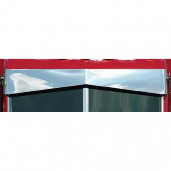 Peterbilt Stainless Ultra Cab Un-Tie Darwin Visor for 2005+ Models, 10.5-6 Inch Blind Mount, Cab Mounted Mirrors