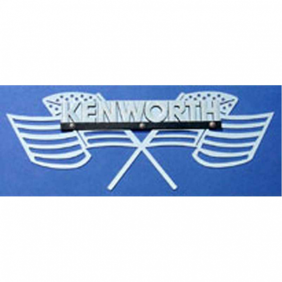 Kenworth Side of Hood Logo Trim - Stainless Steel - Old Glory - 23.5"x8.75" - Sold as Pairs - ROADWORKS