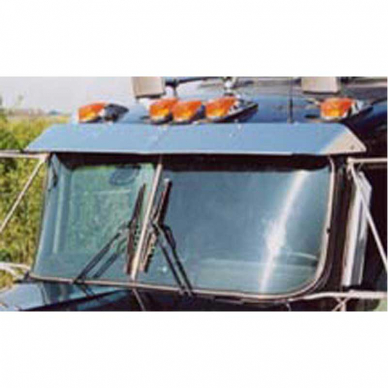 Kenworth Factory-Style Replacement Extended Visor for Curved and Flat Windshields - Stainless Steel