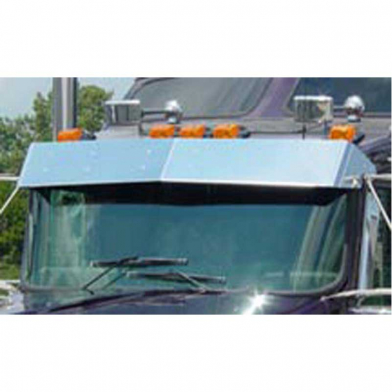 Kenworth Curved Windshield 10 Inch Drop Visor - Fits W900, T300, T400, T600, T800 (1989-2016) - Stainless Steel by Roadworks