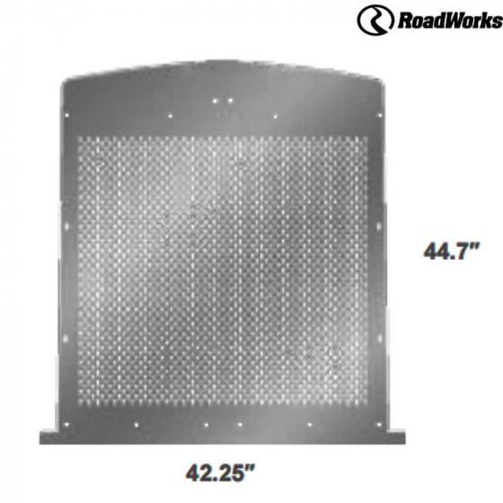 Kenworth W900L Extended Hood Punched Grille Insert - Stainless Steel, 42.25x44.7 Inches, Roadworks