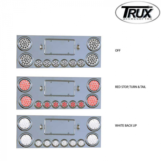 Rear Center Panel with Dual Revolution Red to White LED Lights - 4x4 Inch & 6x2 Inch