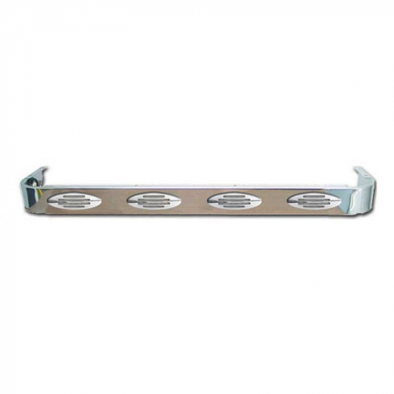 Peterbilt 379 48 Inch Sleeper Panels with 8 Amber Flatline Marker LEDs, Stainless Steel, Fits 1993-2007 Models