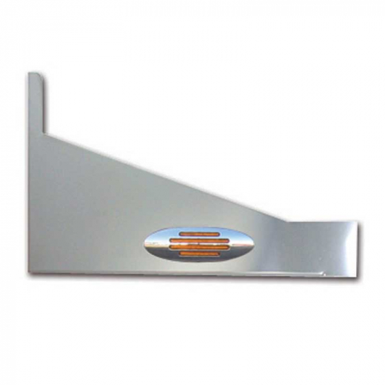 Peterbilt 379 63 Inch Sleeper Extension Panel with 2 Amber Flatline Marker LEDs, Stainless Steel, Fits 1993-2007 Models