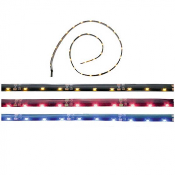 30 LED 19.5 Inch Flex Strip Light - Amber/Red, 12V, Adhesive, Interior Use