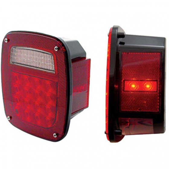 LED Universal Combination Light with Side Marker for Trucks - 16 Red LED, 22 White LED, 10-Year Warranty