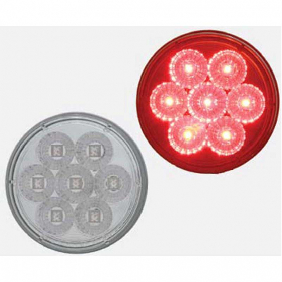 4 Inch 7 LED Red Reflector S/T/T Light - United Pacific, Fits Most Trucks, 10 Year Warranty