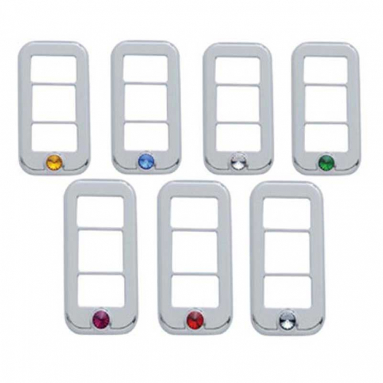 Chrome Plastic Freightliner Rocker Switch Cover with 3 Openings - Available in Multiple Colors and Styles