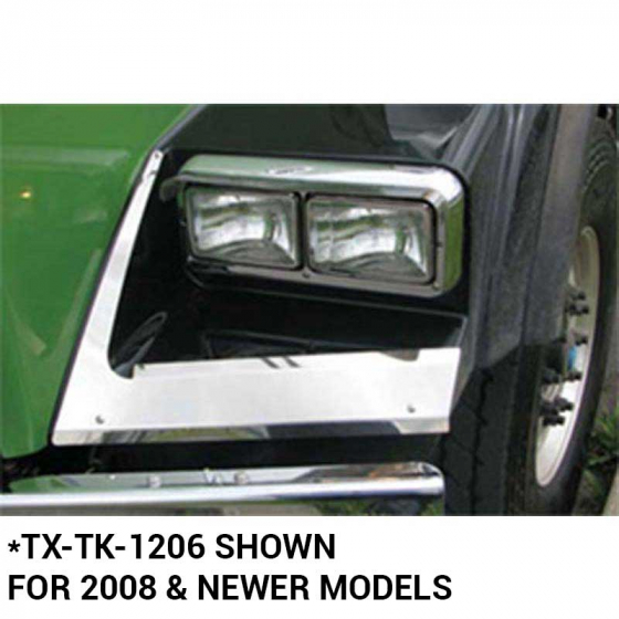 Stainless Steel Headlight Fender Guards for Kenworth T800 (1999-2007, 2008+), Sold in Pairs, Trux Brand