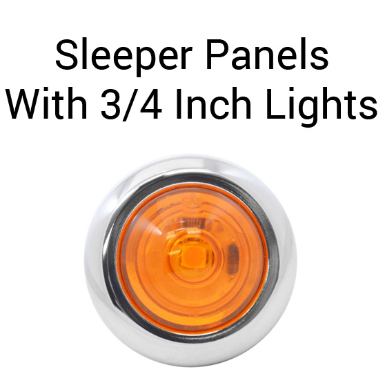 Peterbilt 567/579 Sleeper Panels with 10 Round LED Lights, 80"x2.5", 6" Spacing