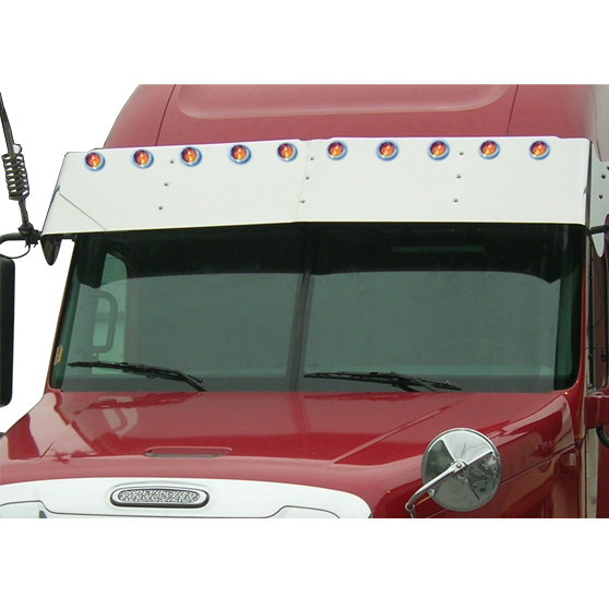 18" Stainless Steel Drop Visor With (10) 2" Light Holes For Freightliner