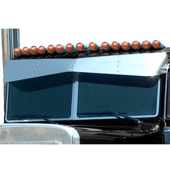 13" x 8" Stainless Steel Bowtie Visor For Peterbilt 359