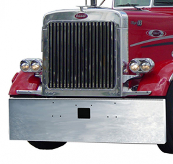 Peterbilt 379 Heavy Duty Chrome Plated Bumper with Tow Hole - 7 Gauge Standard Box End