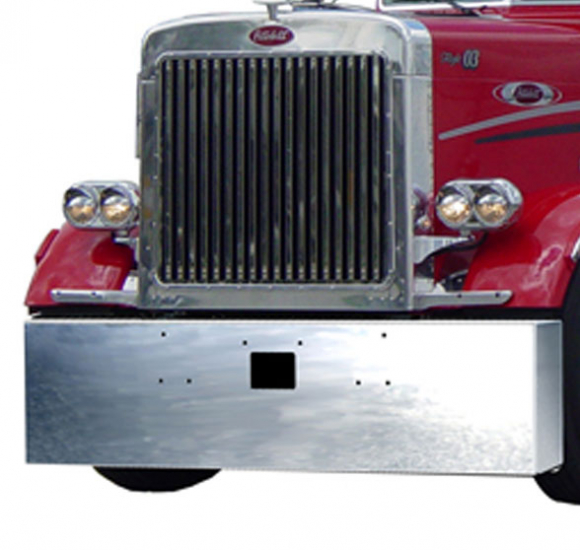 Peterbilt 379 Heavy Duty Chrome Plated Mitered End Bumper with Tow Hole