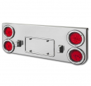 Rear Center Panel with 4 Inch Round Red LED Lights and Chrome Bezels